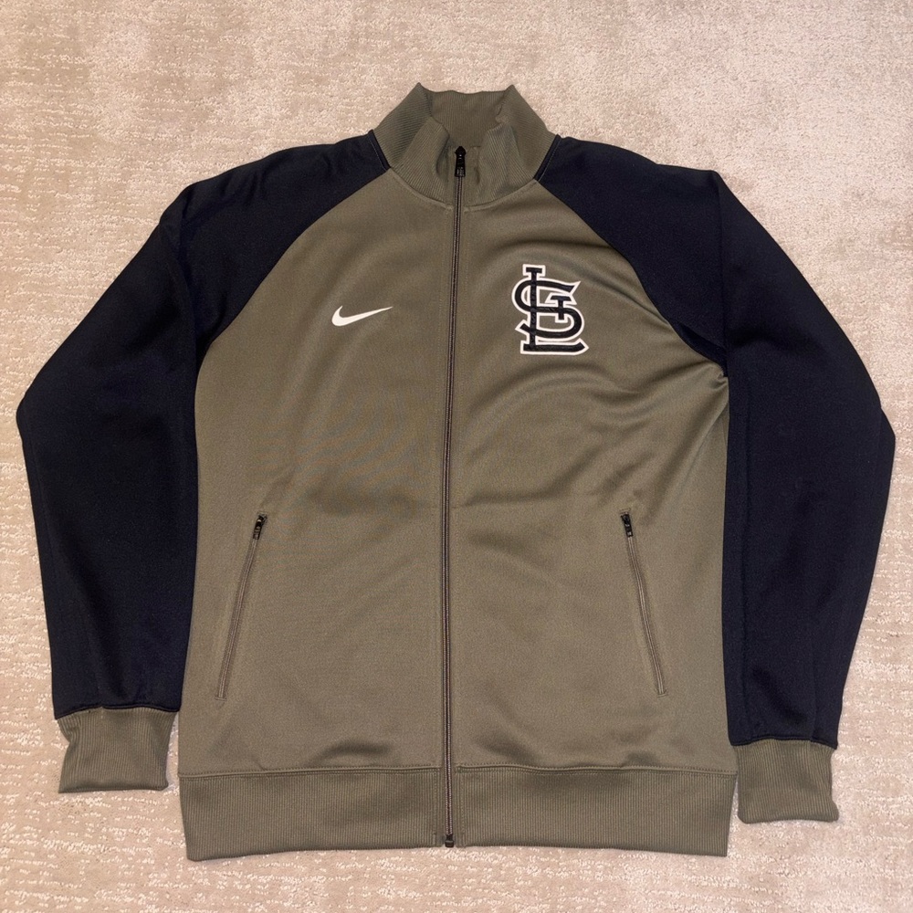 Nike Jacket Mens Medium Green Black St Louis Cardinals Full Zip Up Track Sweater